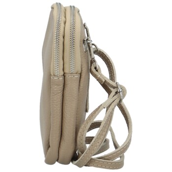 Dámske kožené crossbody púzdro taupe - Delami Valli