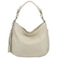 Dámska kožená kabelka cez rameno krémová - Delami Fineska