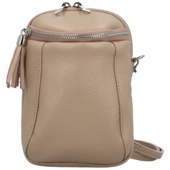 Dámska kožená crossbody kabelka béžová - Delami Vera Pelle Thierry