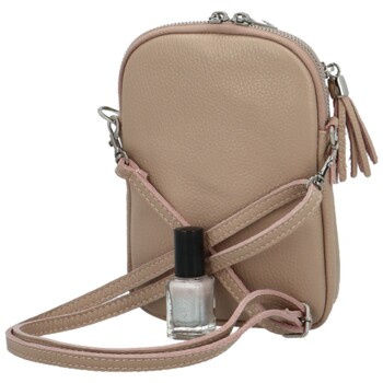 Dámska kožená crossbody kabelka béžová - Delami Vera Pelle Thierry