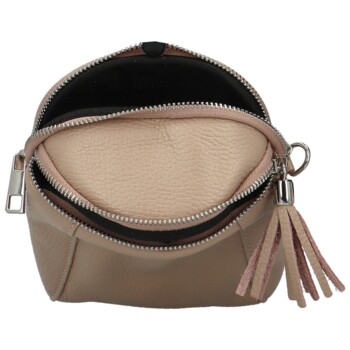 Dámska kožená crossbody kabelka béžová - Delami Vera Pelle Thierry