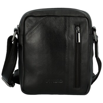 Pánska kožená crossbody taška čierna - Bellugio Pedro