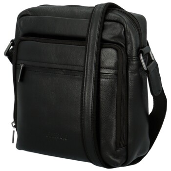 Pánska kožená crossbody taška čierna - Bellugio Dagoma
