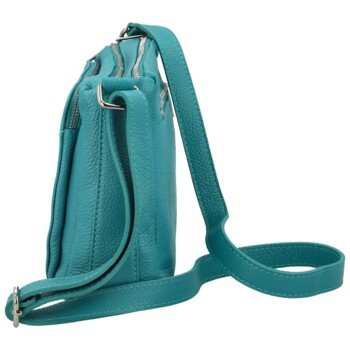 Dámska kožená crossbody kabelka tyrkysová - Delami Vera Pelle Bandit