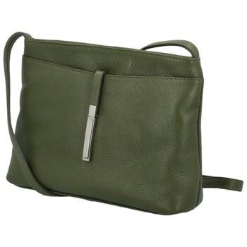 Dámska kožená crossbody kabelka tmavo zelená - Delami Eneta