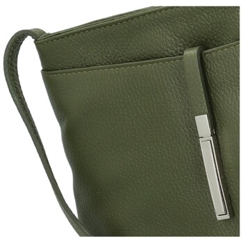 Dámska kožená crossbody kabelka tmavo zelená - Delami Eneta