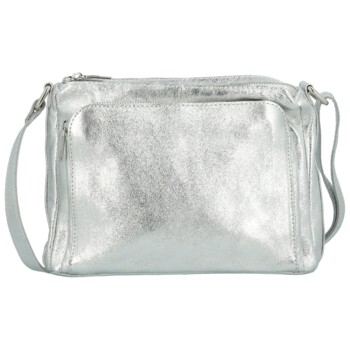 Dámska kožená crossbody kabelka strieborná - Delami Vera Pelle Bandit