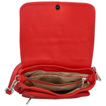 Dámska kožená crossbody kabelka červená - Delami Vera Pelle Madleen