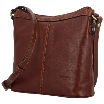 Dámska kožená crossbody kabelka hnedá - Hexagona Karmen