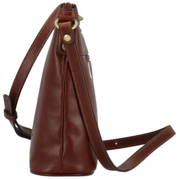 Dámska kožená crossbody kabelka hnedá - Hexagona Karmen