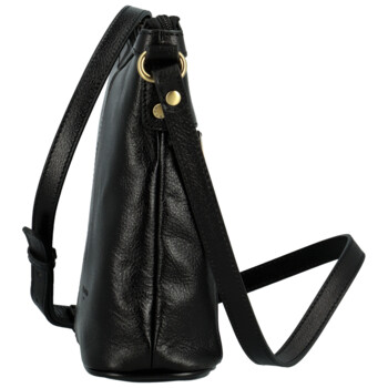 Dámska kožená crossbody kabelka čierna - Hexagona Karmen