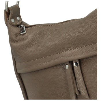 Dámska kožená crossbody kabelka taupe - Delami Vera Pelle Meyrra
