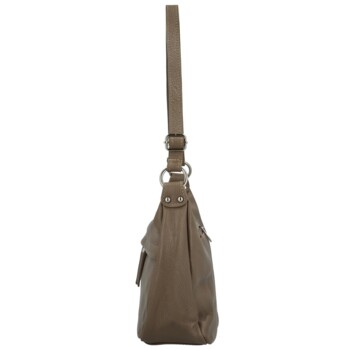 Dámska kožená crossbody kabelka taupe - Delami Vera Pelle Meyrra