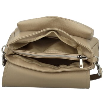 Dámska kožená crossbody kabelka béžová - Delami Vera Pelle Madleen