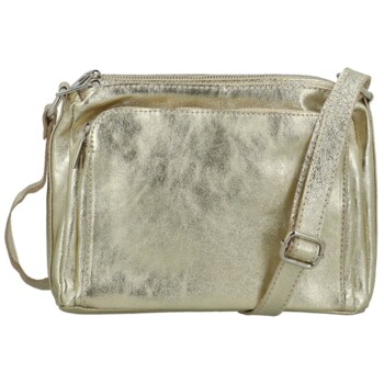 Dámska kožená crossbody kabelka zlatá - Delami Vera Pelle Bandit