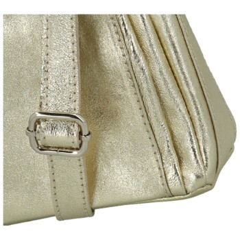 Dámska kožená crossbody kabelka zlatá - Delami Vera Pelle Bandit