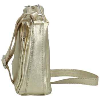 Dámska kožená crossbody kabelka zlatá - Delami Vera Pelle Bandit