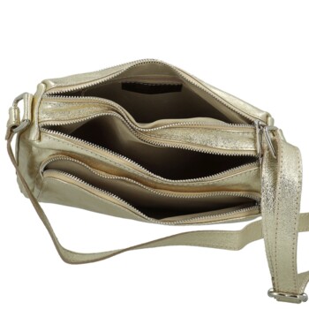 Dámska kožená crossbody kabelka zlatá - Delami Vera Pelle Bandit
