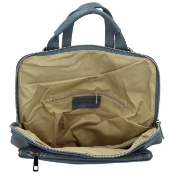 Dámsky kožený batôžtek/kabelka džínsovo modrý - Delami Houtel