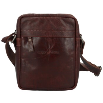 Pánska kožená crossbody taška hnedá - Greenwood Olwen