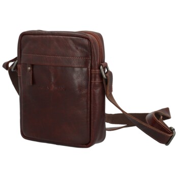 Pánska kožená crossbody taška hnedá - Greenwood Olwen