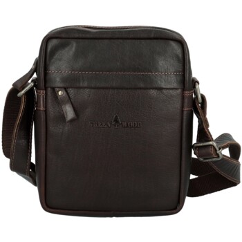 Pánska kožená crossbody taška tmavo hnedá - Greenwood Olwen