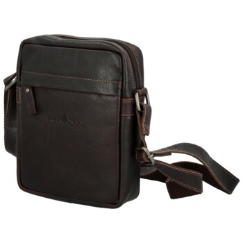 Pánska kožená crossbody taška tmavo hnedá - Greenwood Olwen