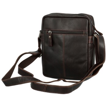 Pánska kožená crossbody taška tmavo hnedá - Greenwood Olwen