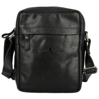 Pánska kožená crossbody taška čierna - Greenwood Olwen
