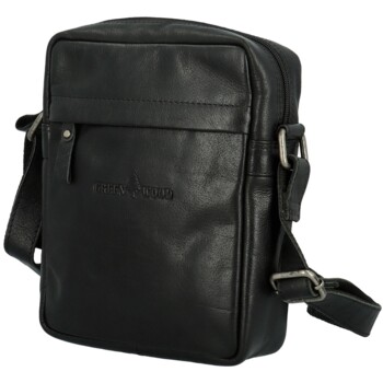 Pánska kožená crossbody taška čierna - Greenwood Olwen