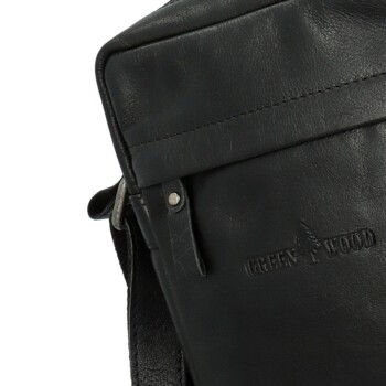 Pánska kožená crossbody taška čierna - Greenwood Olwen