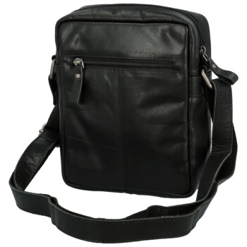 Pánska kožená crossbody taška čierna - Greenwood Olwen