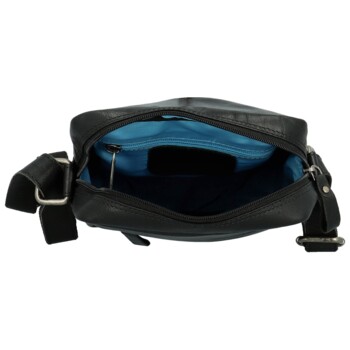 Pánska kožená crossbody taška čierna - Greenwood Olwen