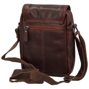 Pánska kožená crossbody taška hnedá - Greenwood Olivier