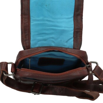 Pánska kožená crossbody taška hnedá - Greenwood Olivier