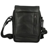 Pánska kožená crossbody taška čierna - Greenwood Olivier