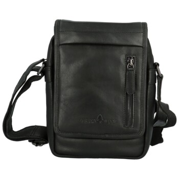 Pánska kožená crossbody taška čierna - Greenwood Olivier