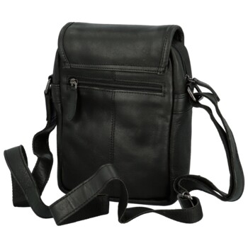 Pánska kožená crossbody taška čierna - Greenwood Olivier