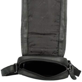 Pánska kožená crossbody taška čierna - Greenwood Olivier