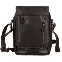 Pánska kožená crossbody taška tmavo hnedá - Greenwood Olivier
