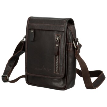 Pánska kožená crossbody taška tmavo hnedá - Greenwood Olivier