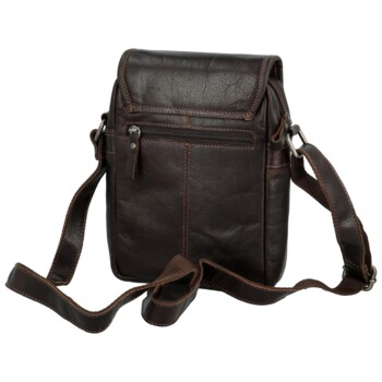 Pánska kožená crossbody taška tmavo hnedá - Greenwood Olivier