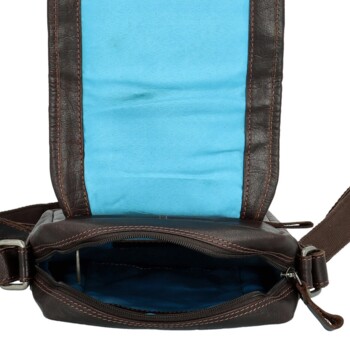Pánska kožená crossbody taška tmavo hnedá - Greenwood Olivier