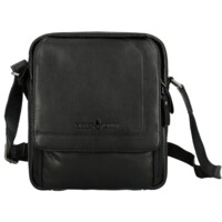 Pánska kožená crossbody taška čierna - Greenwood Vaios