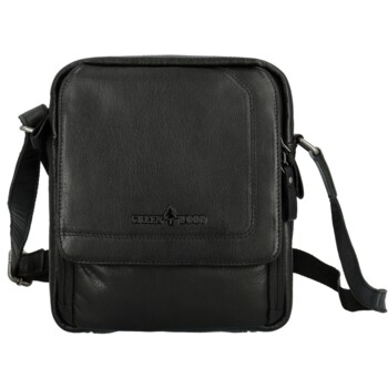Pánska kožená crossbody taška čierna - Greenwood Vaios