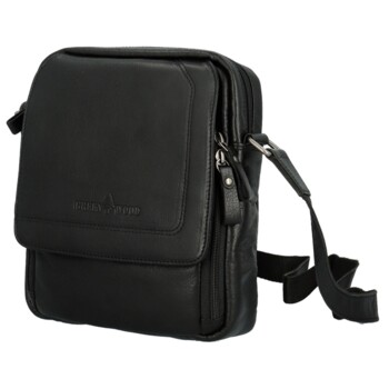 Pánska kožená crossbody taška čierna - Greenwood Vaios