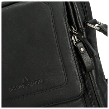 Pánska kožená crossbody taška čierna - Greenwood Vaios