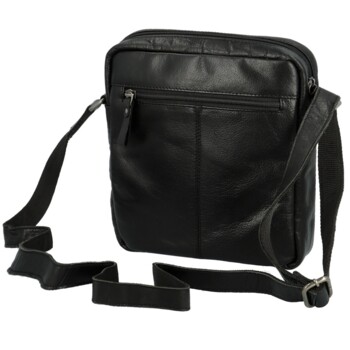 Pánska kožená crossbody taška čierna - Greenwood Vaios