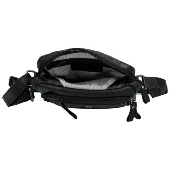 Pánska kožená crossbody taška čierna - Greenwood Vaios