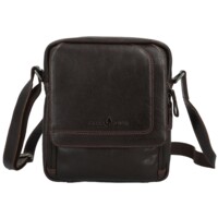 Pánska kožená crossbody taška tmavo hnedá - Greenwood Vaios